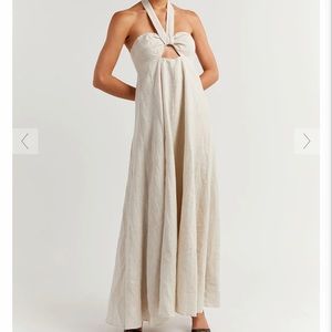 Dissh dark chocolate linen dress